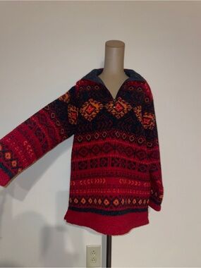 Marsh Landing Multicolored Patterned 1/4 zippered sweater -warm -thick